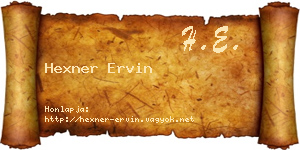 Hexner Ervin névjegykártya